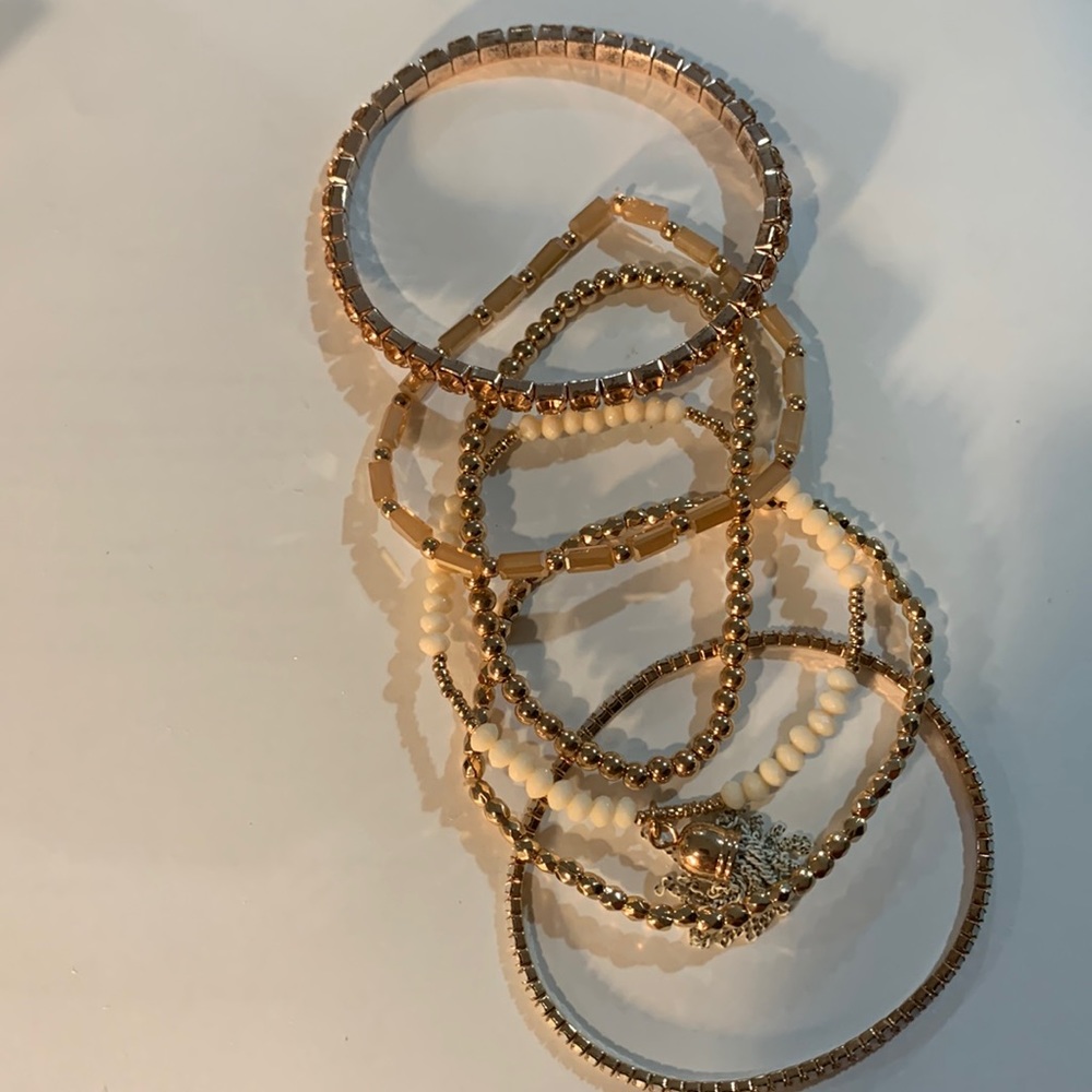 Bracelets, rose gold, seven, to be worn together or alone NWOT